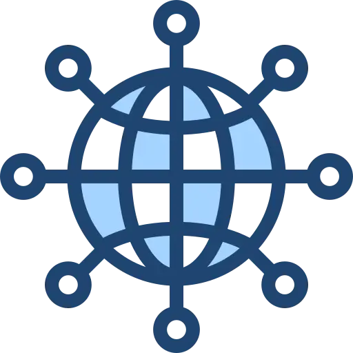 Globe icon with network nodes representing CDN connectivity