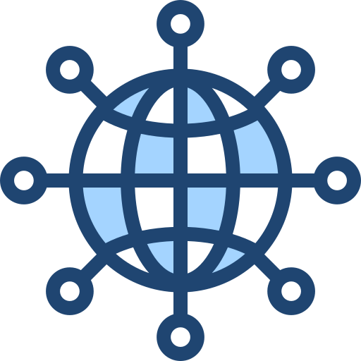 Globe icon with network nodes representing CDN connectivity
